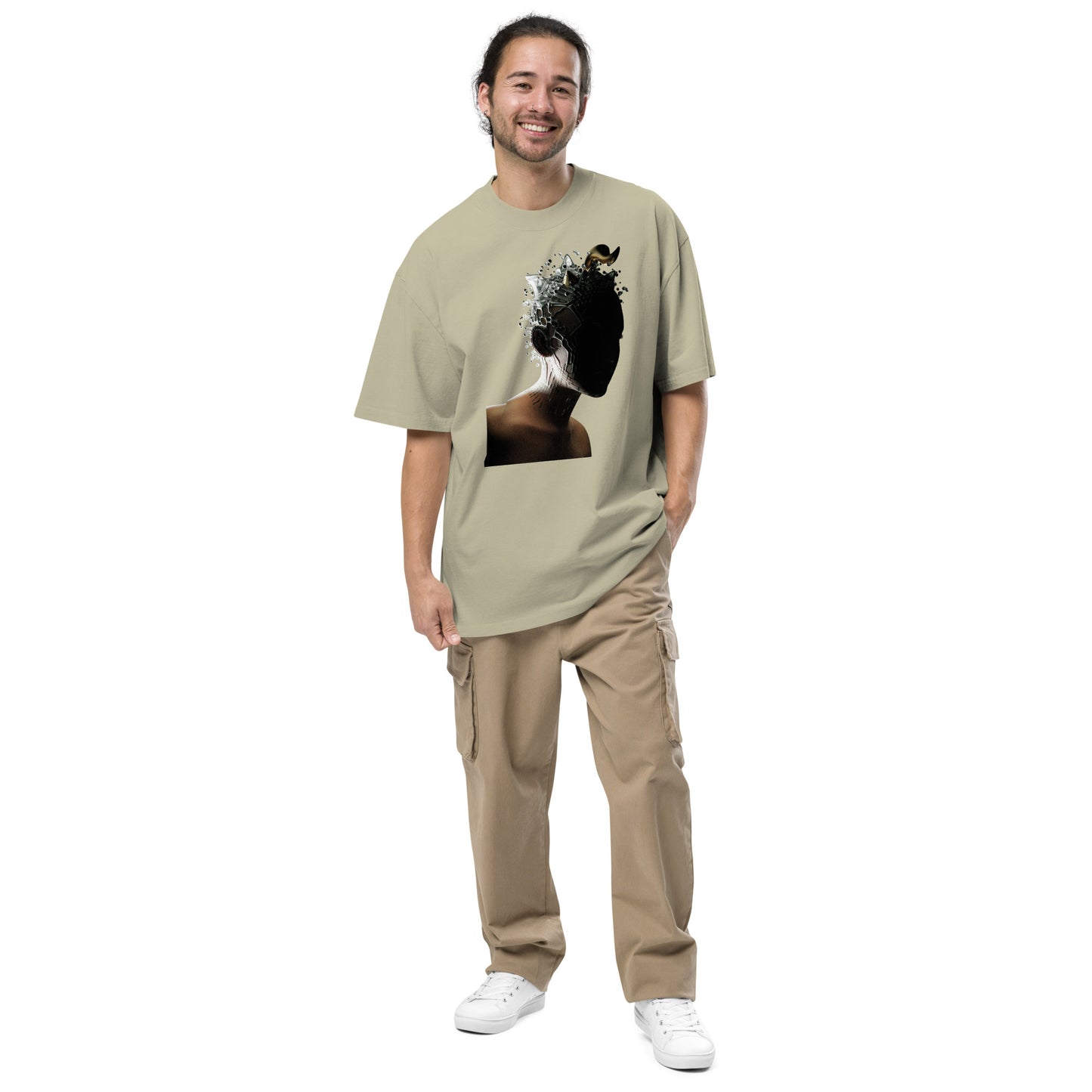 Faded Oversized Tee with Intriguing Woman Brain Graphic | ONLYZ3AL