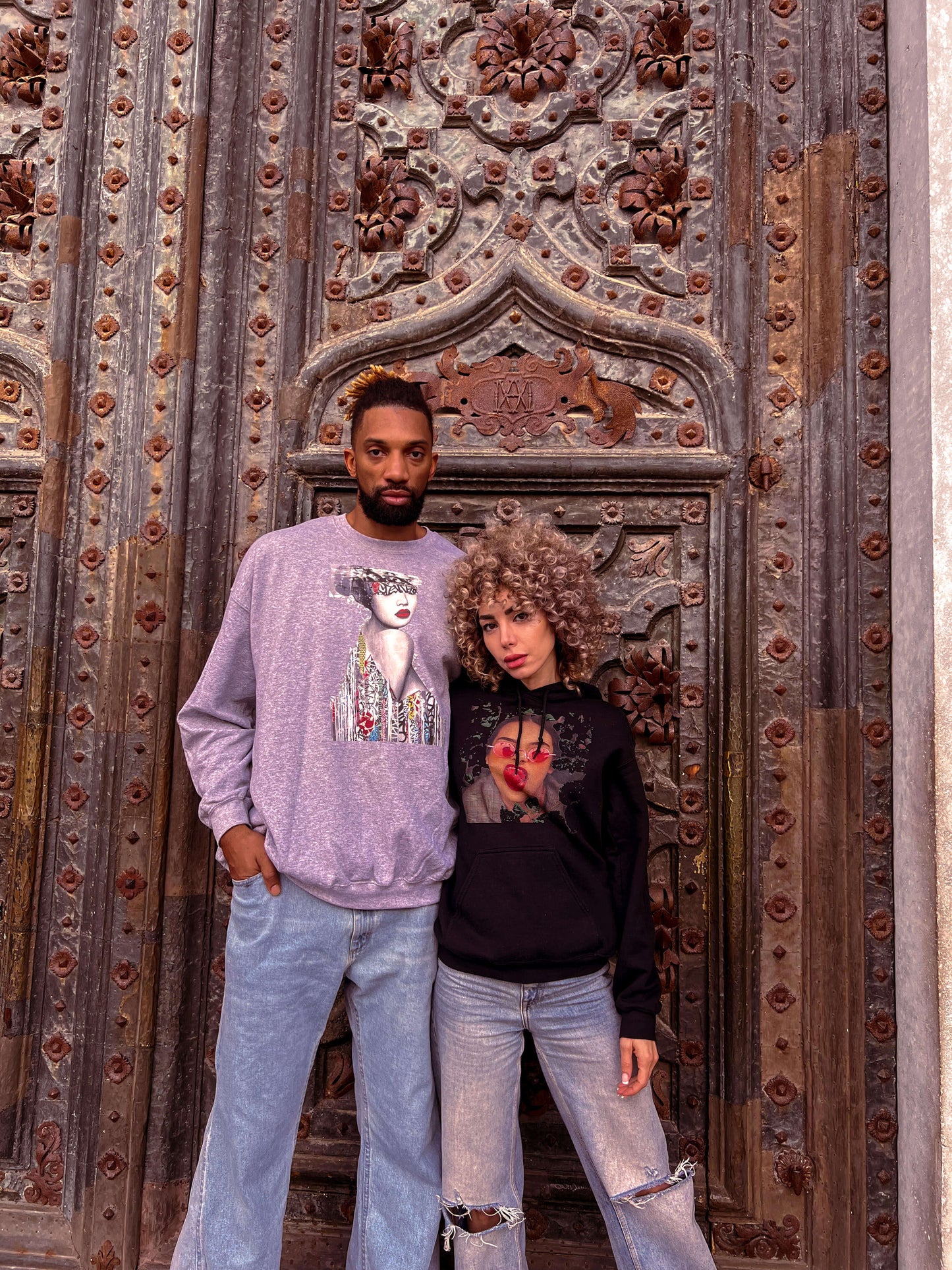 Khem Birch and his girlfriend Saloem Saliya are wearing sturdy and warm sweatshirts, bound to keep them warm in the colder months. They are pre-shrunk, classic-fit sweaters made with air-jet spun yarn for a soft feel and reduced pilling.