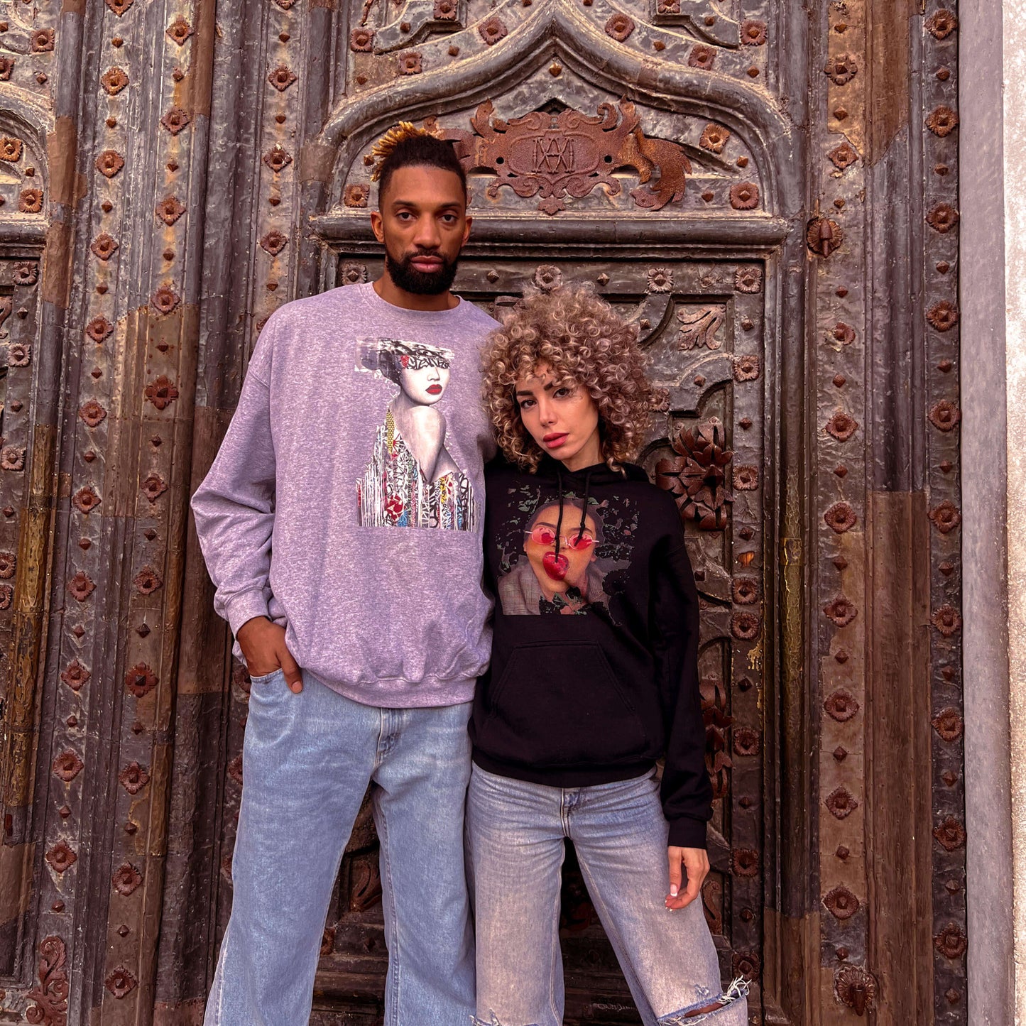 Khem Birch and his girlfriend Saloem Saliya are wearing sturdy and warm sweatshirts, bound to keep them warm in the colder months. They are pre-shrunk, classic-fit sweaters made with air-jet spun yarn for a soft feel and reduced pilling.