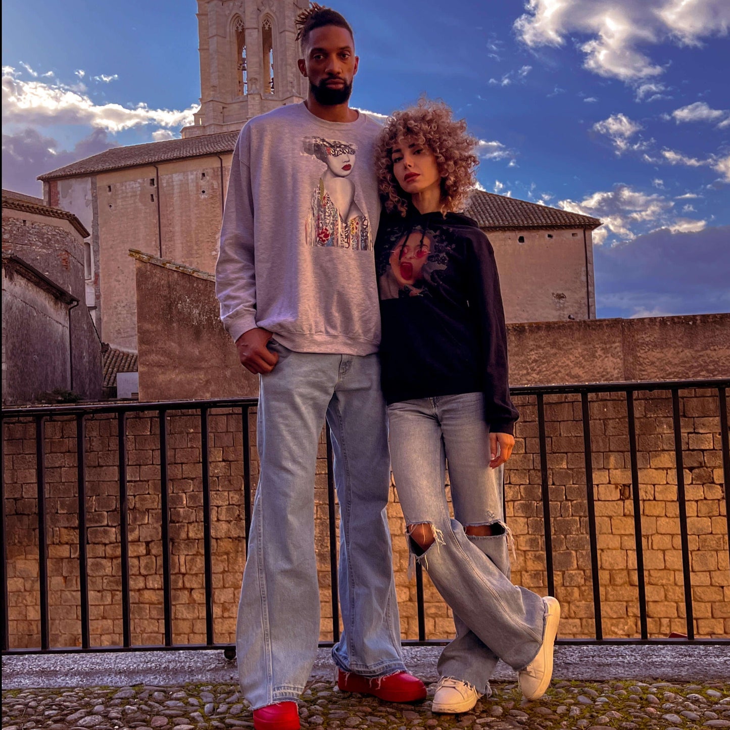 Khem Birch and Salome Saliya together have a unique and fashionable style, wearing the exclusive Z3al sweaters.