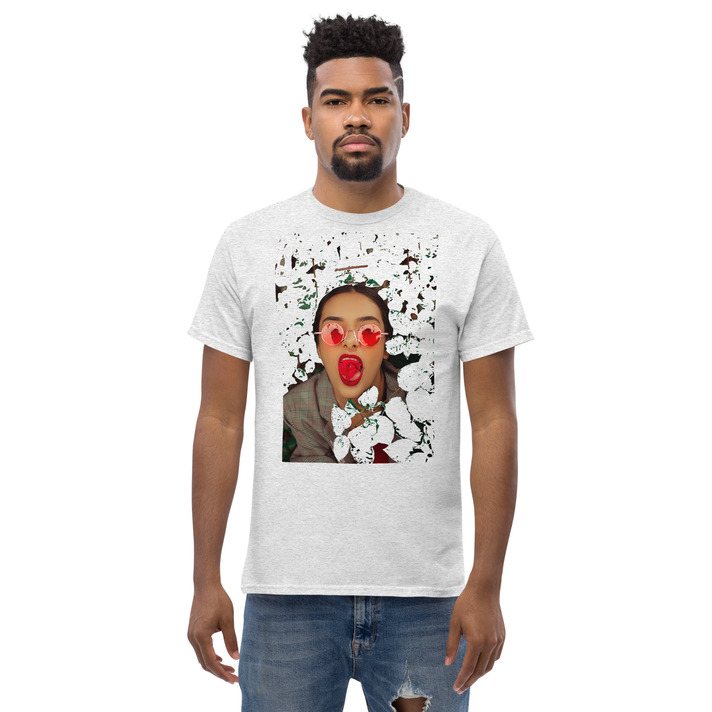 Bold Women's Graffiti Face Print Heavyweight Tee