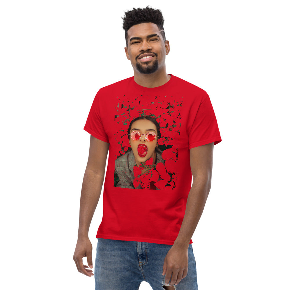 Bold Red Women's Graffiti Face Print Heavyweight Tee | ONLYZ3AL