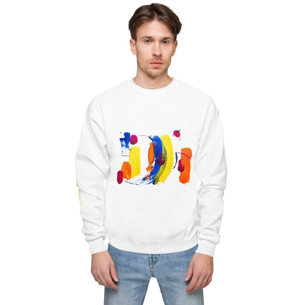 white Fleece Sweatshirt Men's Abstract Sweater ONLYZ3AL