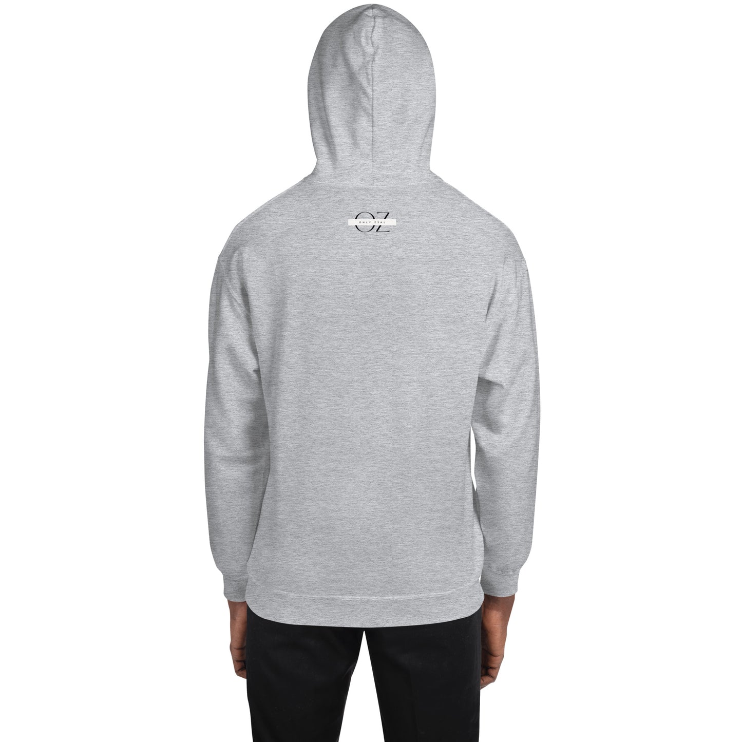 Unisex gray hoodie with Farsi ‘Hich’ (هیچ) print – Persian minimalist streetwear, aesthetic calligraphy sweatshirt for modern fashion lovers in USA and Canada.