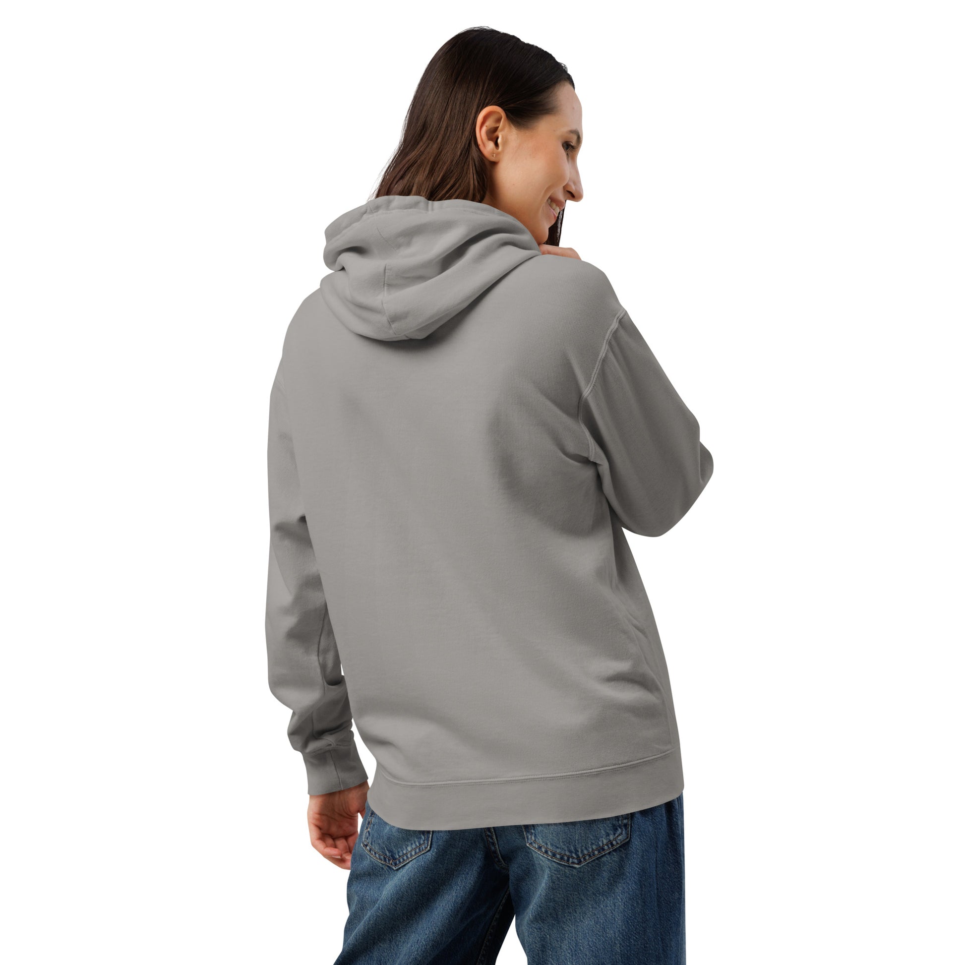 MIGA lion emblem Grey woman's fleece hoodie – premium streetwear hoodie USA Canada
