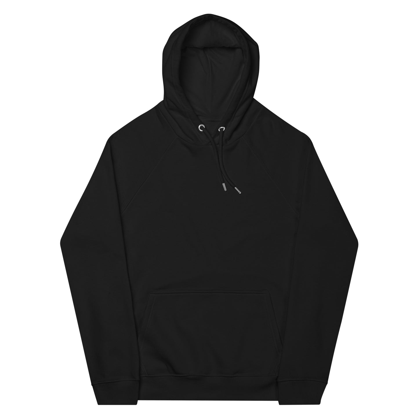 Blank front of black unisex Persian hoodie with kangaroo pocket and raglan sleeves