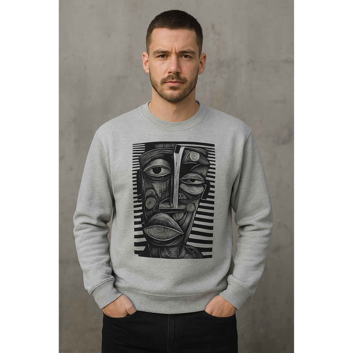 Unisex Abstract Face Art Sweatshirt | Modern Streetwear