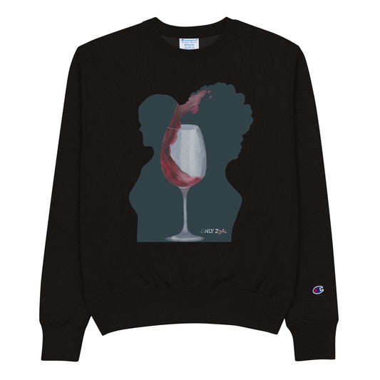 Black Champion Sweatshirt Wine Glass Design | ONLYZ3AL