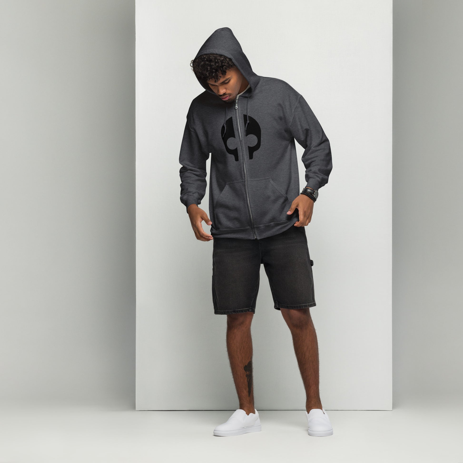 Stylish fleece hoodie featuring a metal zipper, front pockets, and drawstring hood in a rich, comfortable design