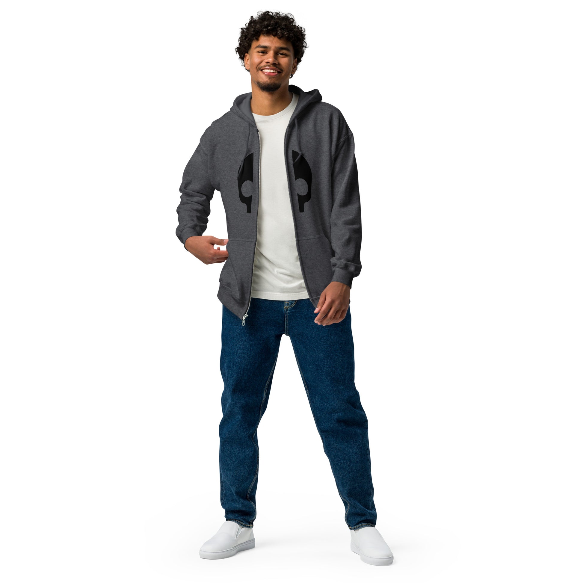 Stylish fleece hoodie featuring a metal zipper, front pockets, and drawstring hood in a rich, comfortable design