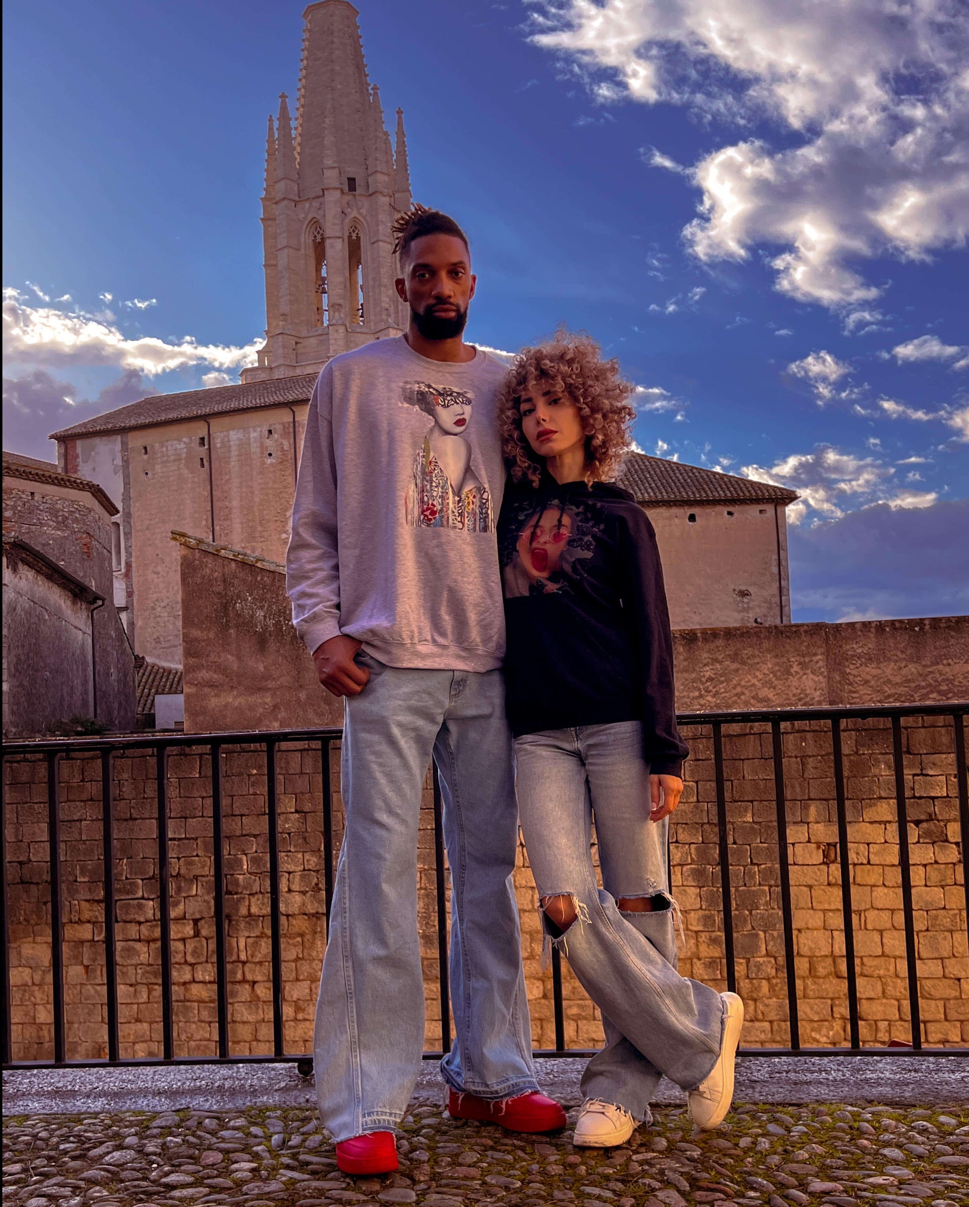 Khem Birch and Salome Saliya together have a unique and fashionable style, wearing the exclusive Z3al sweaters.