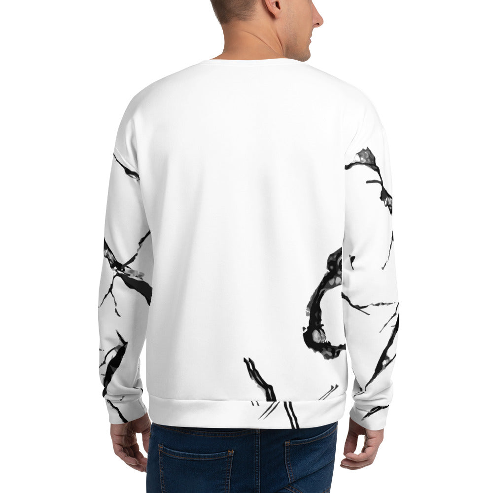 White Marble Print Sweatshirt | Men's Sweaters | Saliya Fashion