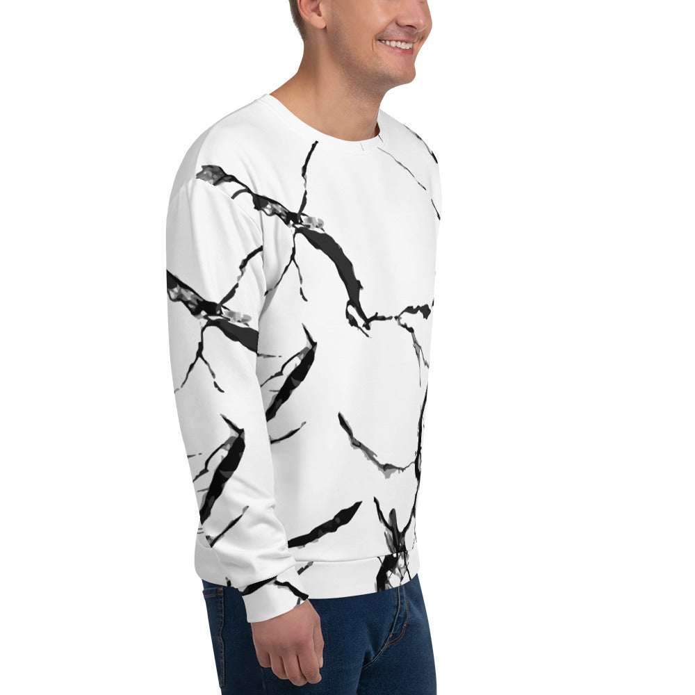 White Marble Print Sweatshirt | Men's Sweaters | Saliya Fashion
