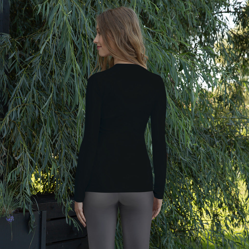 Earth Black long sleeve Rash Guard | Crew Neck Long Sleeve Rash Guard