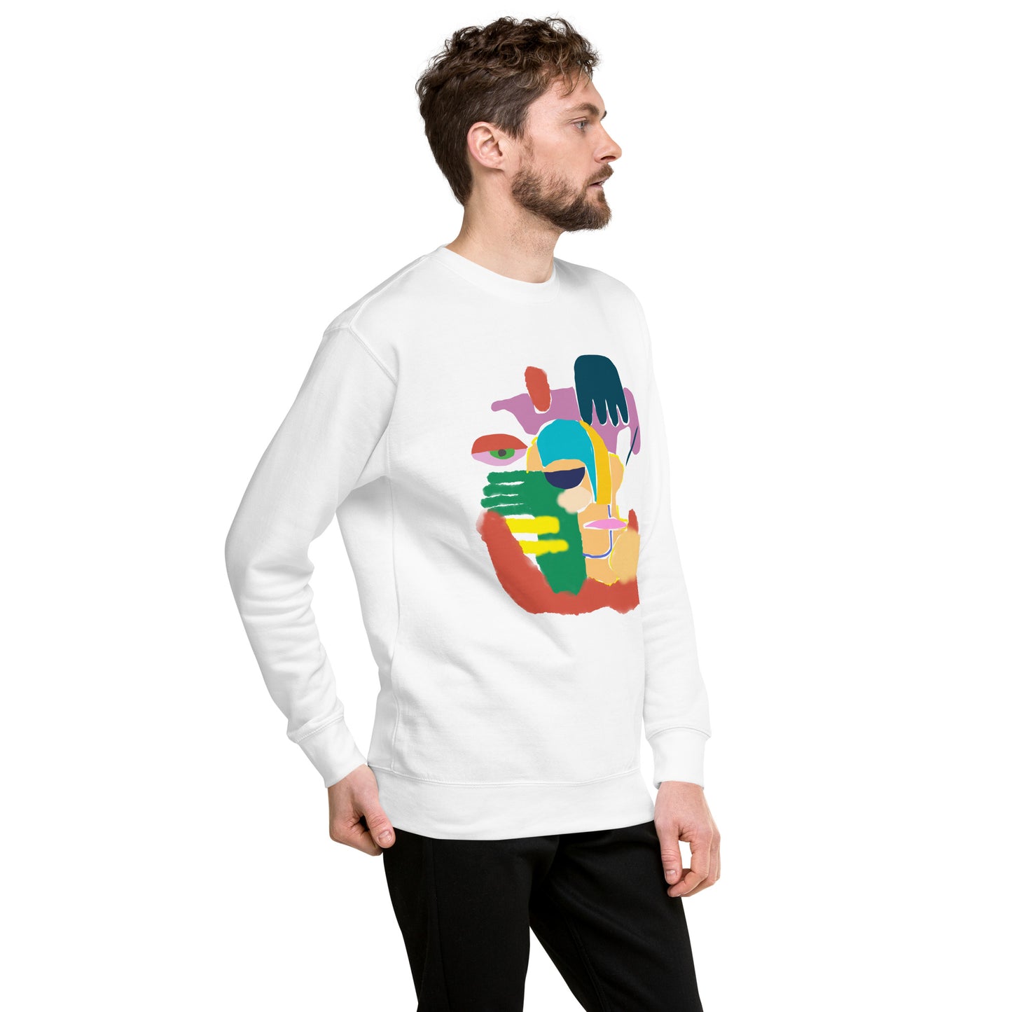 Abstract Face Sweatshirt With Fleece